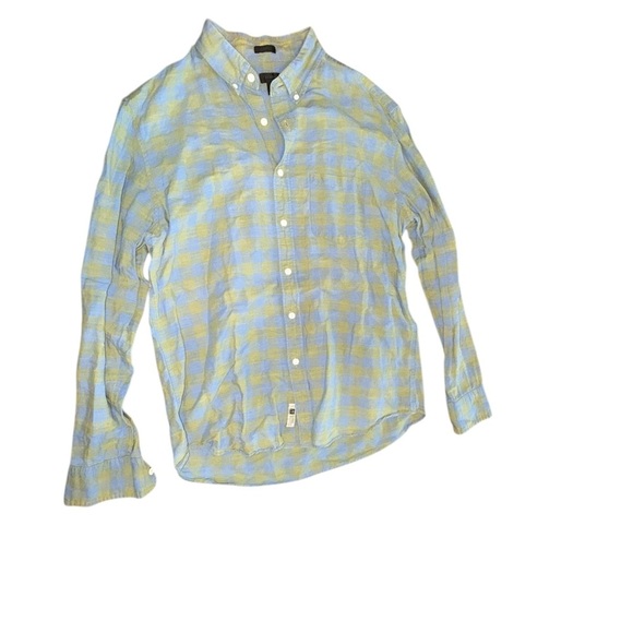 J. Crew Blue and Green Casual Button Down Shirt Slim Fit - Picture 2 of 7